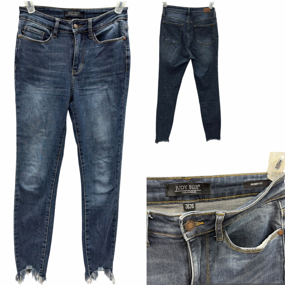 Judy Blue Skinny Jeans Size 3/26 Raw Hem Stretch Denim